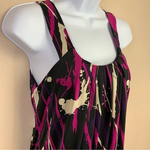 Small Black Pink Beige Paint Splatter Dress Sleeveless Stretch Party Cocktail - Picture 2 of 8
